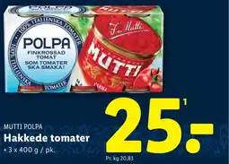 Lidl MUTTI POLPA Hakkede tomater tilbud