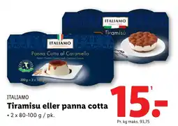 Lidl ITALIAMO Tiramisu eller panna cotta tilbud