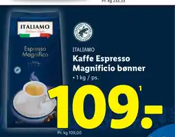 Lidl ITALIAMO Kaffe Espresso Magnificio bønner tilbud