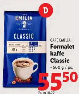 Lidl CAFÉ EMILIA Formalet kaffe Classic tilbud