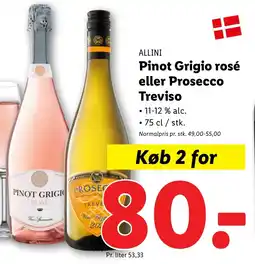 Lidl ALLINI Pinot Grigio rosé eller Prosecco tilbud