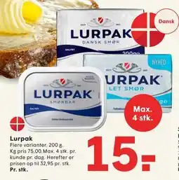 SPAR Lurpak, DKK 15 tilbud