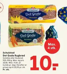 SPAR Schulstad Det Gode Rugbrød, DKK 10 tilbud