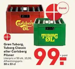 SPAR Grøn Tuborg, Tuborg Classic eller Carlsberg Pilsner, DKK 99 tilbud