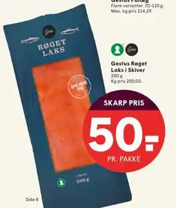 SPAR Gestus Røget Laks i Skiver, DKK 50 tilbud