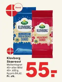 SPAR Klovborg Skæreost, DKK 55 tilbud