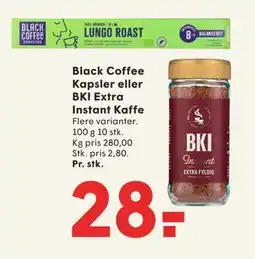 SPAR Black Coffee Kapsler eller BKI Extra Instant Kaffe, DKK 28 tilbud