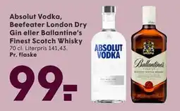 SPAR Absolut Vodka, Beefeater London Dry Gin eller Ballantine’s Finest Scotch Whisky, DKK 99 tilbud