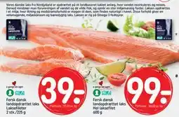 REMA 1000 Fersk dansk landopdrættet laks Laksefileter 2 stk./225 g, DKK 39 tilbud