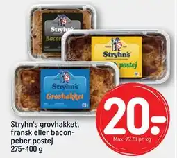 REMA 1000 Stryhn's grovhakket, fransk eller baconpeber postej 275-400 g, DKK 20 tilbud