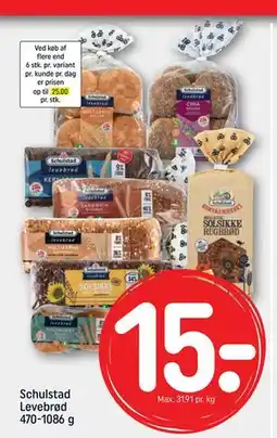REMA 1000 Schulstad Levebrød 470-1086 g, DKK 15 tilbud