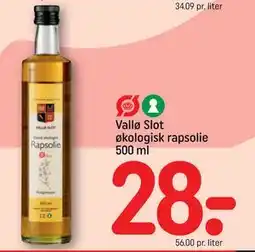 REMA 1000 Vallø Slot økologisk rapsolie 500 ml, DKK 28 tilbud
