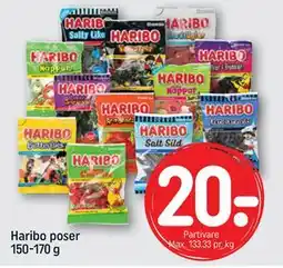 REMA 1000 Haribo poser 150-170 g, DKK 20 tilbud
