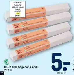 REMA 1000 REMA 1000 bagepapir i ark 20 ark, DKK 5 tilbud