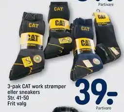 REMA 1000 3-pak CAT work strømper eller sneakers Str. 41-50 Frit valg, DKK 39 tilbud