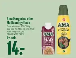 Min Købmand Ama Margarine eller Madlavningsfløde, DKK 14 tilbud