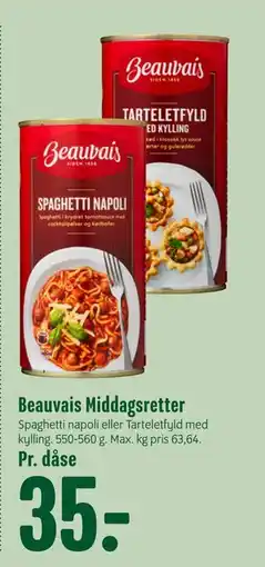Min Købmand Beauvais Middagsretter, DKK 35 tilbud
