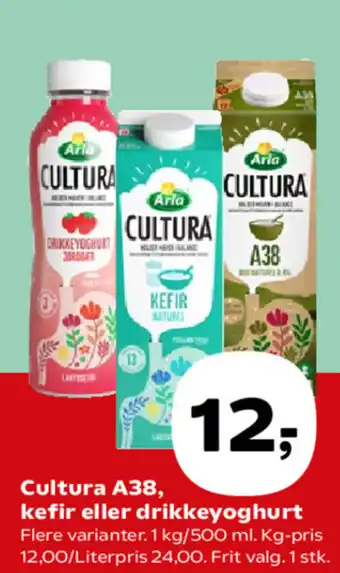Kvickly Cultura A38, kefir eller drikkeyoghurt tilbud