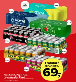 Kvickly Faxe Kondi, Pepsi Max, Heineken eller Royal tilbud