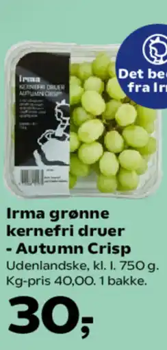 Kvickly Irma grønne kernefri druer - Autumn Crisp tilbud