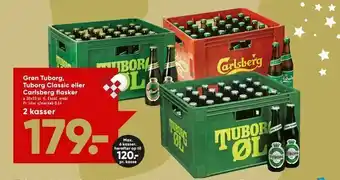 Bilka Grøn Tuborg, Tuborg Classic eller Carlsberg flasker tilbud
