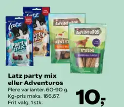 Kvickly Latz party mix eller Adventuros tilbud
