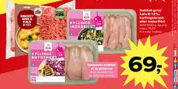 Kvickly Hakket gris/ kalv 8-12%, kyllingebryst- eller inderfilet tilbud