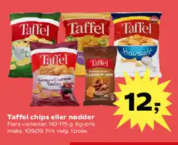 Kvickly Taffel chips eller nødder Flere varianter. tilbud