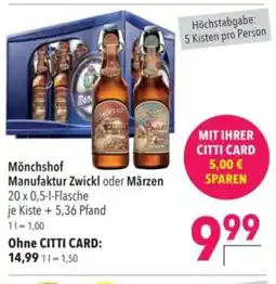 Citti Mönchshof Manufaktur Zwickl oder Märzen tilbud