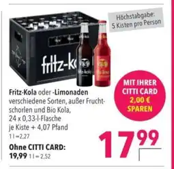 Citti Fritz-Kola oder-Limonaden tilbud