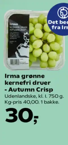 SuperBrugsen Irma grønne kernefri druer - Autumn Crisp tilbud