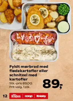 SuperBrugsen Fyldt mørbrad med flødekartofler eller schnitzel med kartofler tilbud