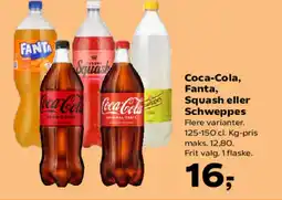 SuperBrugsen Coca-Cola, Fanta, Squash eller Schweppes tilbud