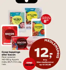 SuperBrugsen Coop toppings eller bacon tilbud