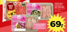 SuperBrugsen Hakket gris/ kalv 8-12%, kyllingebryst- eller inderfilet tilbud
