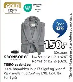 JYSK TIBRO badekåbe, DKK 150 tilbud