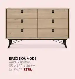Daells Bolighus BRED KOMMODE med 6 skuffer., DKK 2375 tilbud