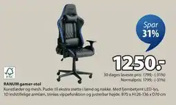 JYSK RANUM gamer-stol, DKK 1250 tilbud