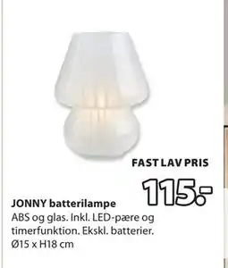 JYSK JONNY batterilampe, DKK 115 tilbud