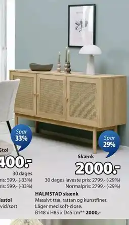 JYSK HALMSTAD skænk, DKK 2000 tilbud