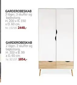 Daells Bolighus GARDEROBESKAB, DKK 2448 tilbud