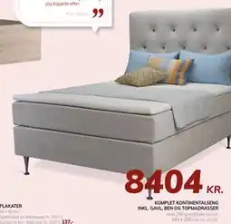Daells Bolighus KOMPLET KONTINENTALSENG INKL. GAVL, BEN OG TOPMADRASSER, DKK 8404 tilbud