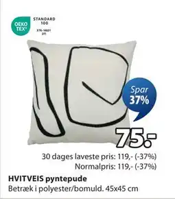 JYSK HVITVEIS pyntepude, DKK 75 tilbud