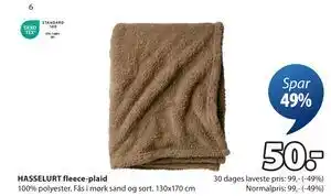 JYSK HASSELURT fleece-plaid, DKK 50 tilbud