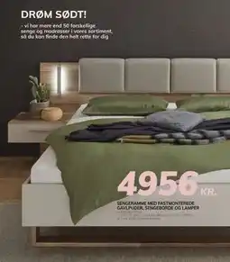 Daells Bolighus SENGERAMME MED FASTMONTEREDE GAVLPUDER, SENGEBORDE OG LAMPER, DKK 4956 tilbud