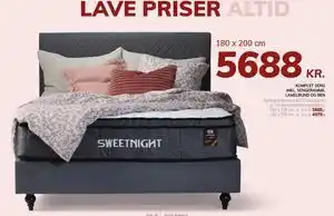 KOMPLET SENG INKL. SENGERAMME, LAMELBUND OG BEN, DKK 5688