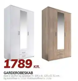 Daells Bolighus GARDEROBESKAB, DKK 1789 tilbud
