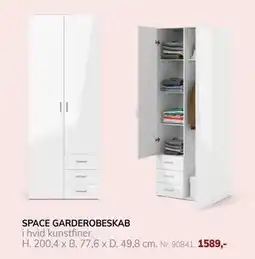 Daells Bolighus SPACE GARDEROBESKAB, DKK 1589 tilbud