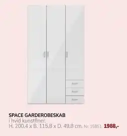 Daells Bolighus SPACE GARDEROBESKAB, DKK 1988 tilbud