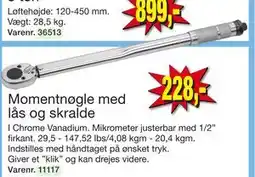 Harald Nyborg Momentnøgle med lås og skralde, DKK 228 tilbud